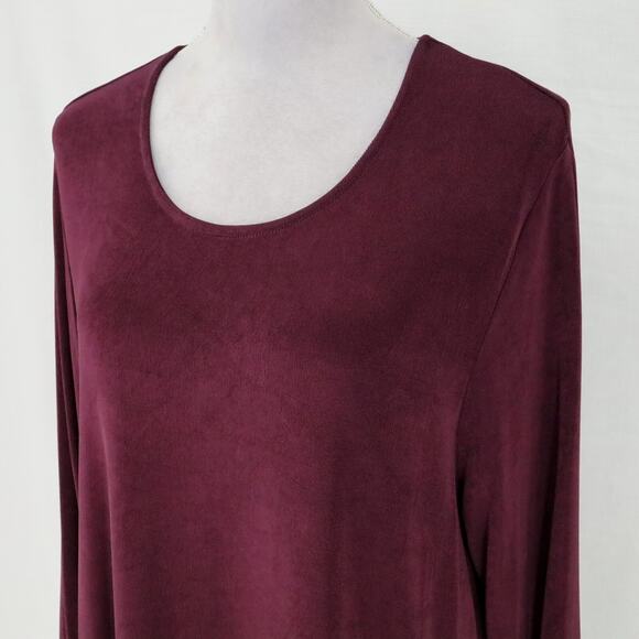Chicos Traveler Top 3 Womens XL Plum Purple Slinky Stretch Knit Pullover Blouse - Picture 8 of 13